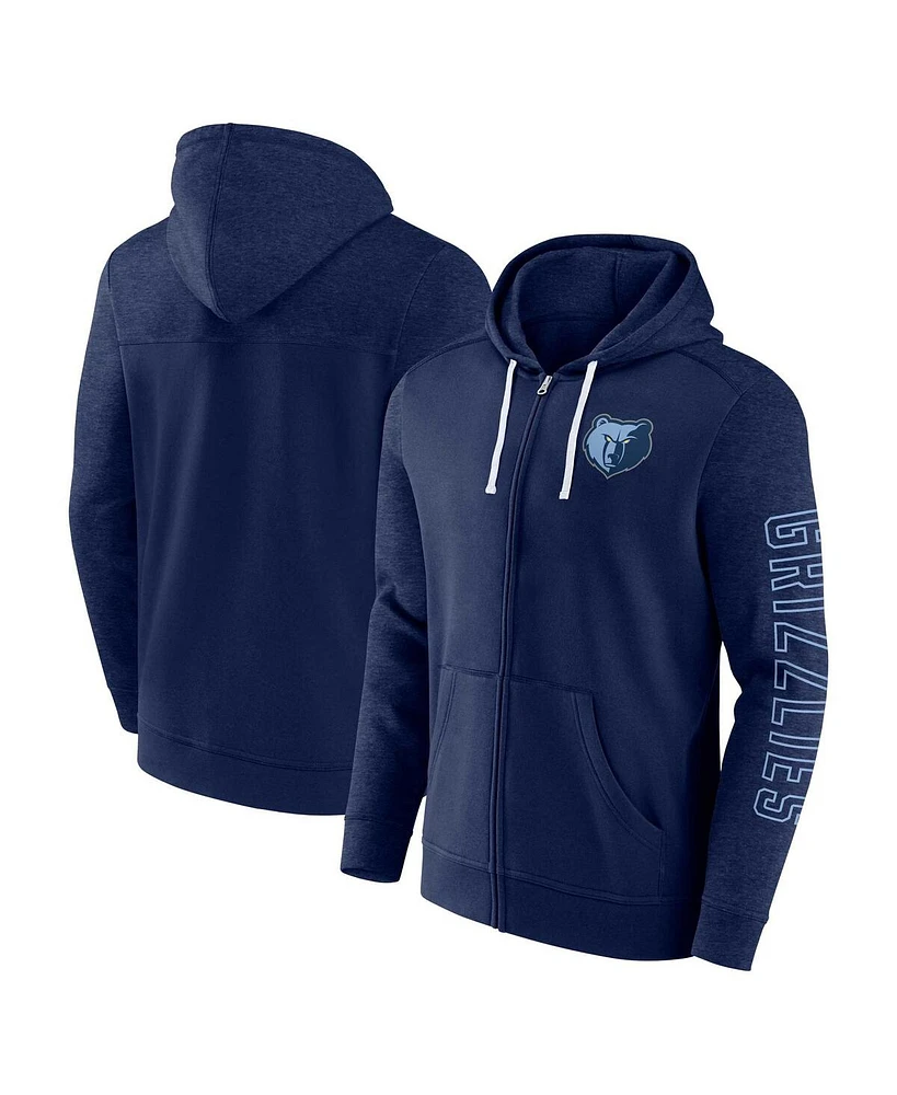 Men's Fanatics Navy Memphis Grizzlies Offensive Line Up Full-Zip Hoodie