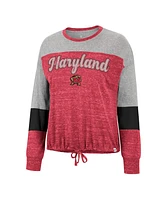 Women's Colosseum Red Maryland Terrapins Joanna Tie Front Long Sleeve T-shirt