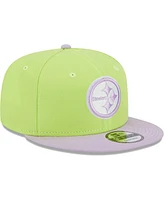 Men's New Era Neon Green, Lavender Pittsburgh Steelers Two-Tone Color Pack 9FIFTY Snapback Hat