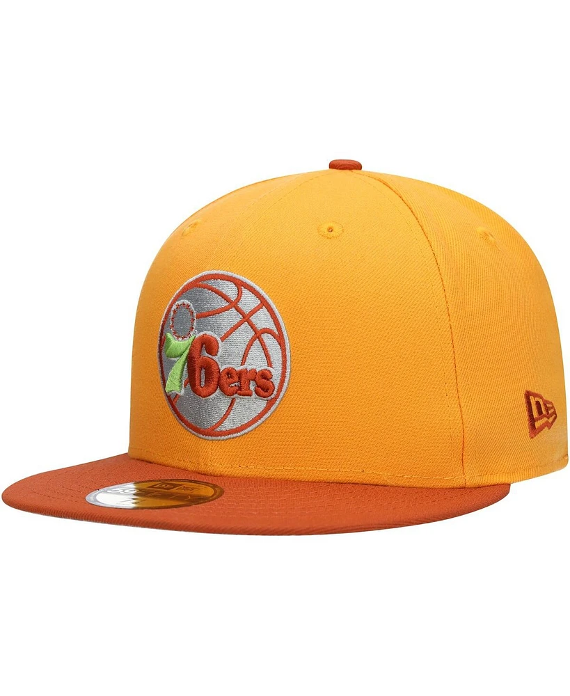 Men's New Era Gold, Rust Philadelphia 76ers 59FIFTY Fitted Hat