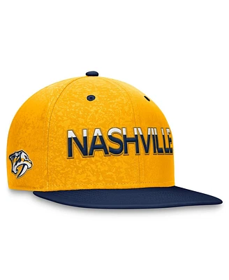 Men's Fanatics Navy, Gold Nashville Predators Authentic Pro Rink Two-Tone Snapback Hat