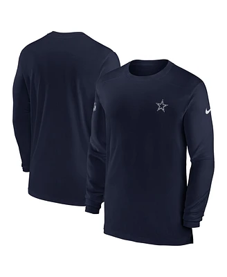 Men's Nike Navy Dallas Cowboys Sideline Coach Performance Long Sleeve T-shirt