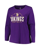 Women's Fanatics Purple Minnesota Vikings Plus Foiled Play Long Sleeve T-shirt
