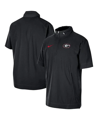 Men's Nike Black Georgia Bulldogs Coaches Half-Zip Short Sleeve Jacket