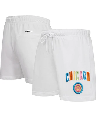 Women's Pro Standard White Chicago Cubs Washed Neon Shorts
