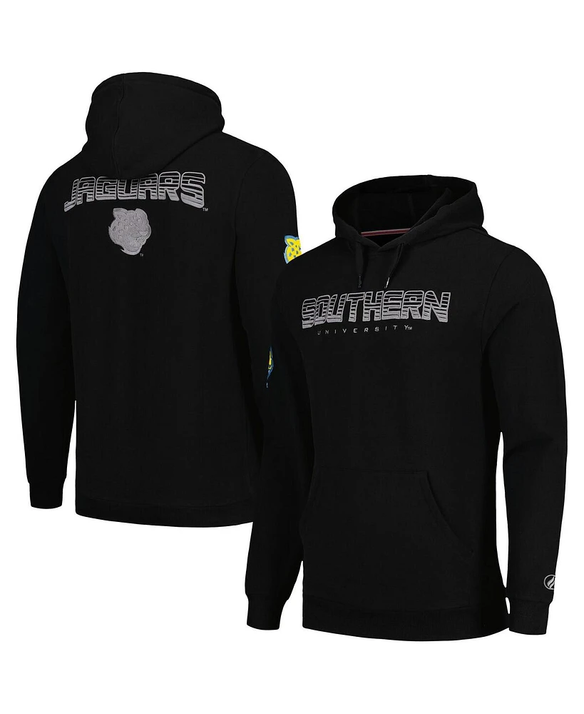 Men's Fisll Black Southern University Jaguars Puff Print Sliced Pullover Hoodie