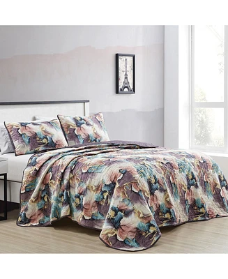 MarCielo 3 Piece Printed Quilt Set Lightweight Bedspread Set Poline