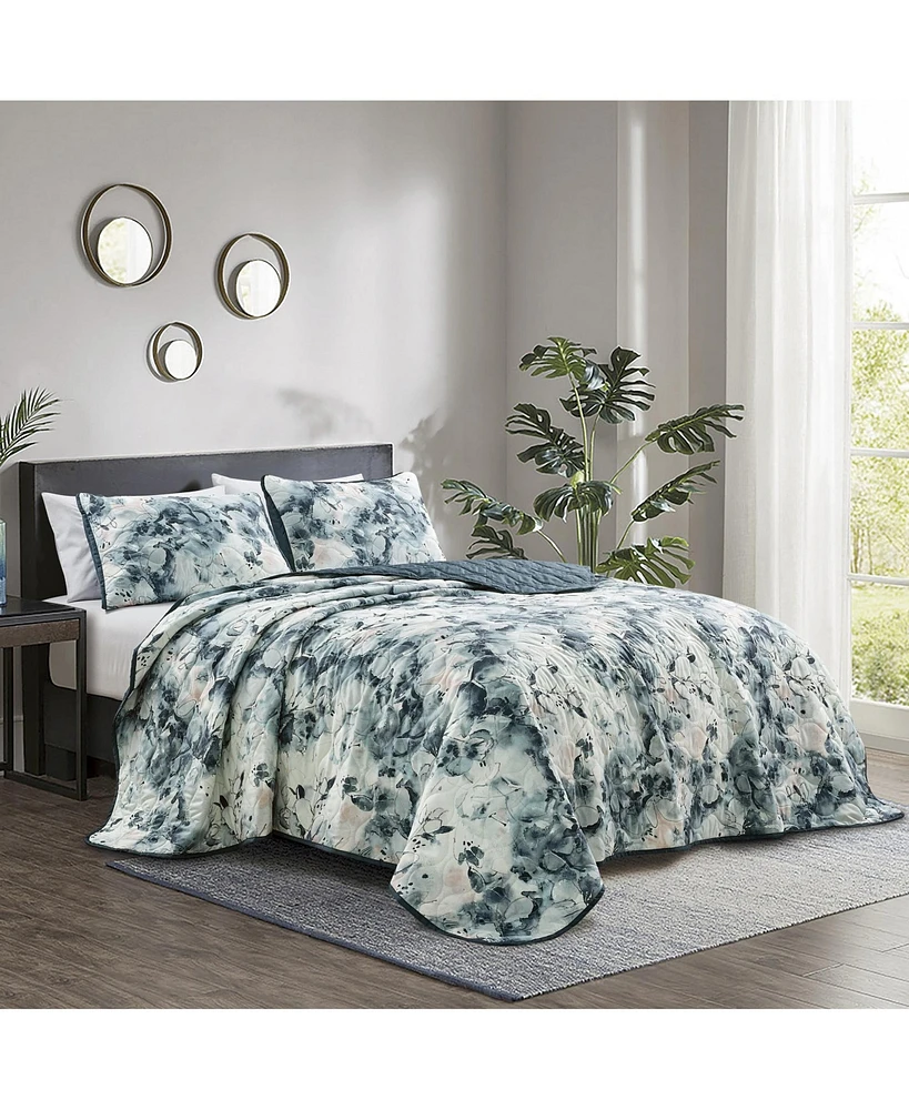 MarCielo 3 Piece Printed Quilt Set Lightweight Bedspread Set Rey - Queen