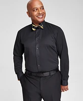 Tayion Collection Men's Slim-Fit Gold Trim Solid Dress Shirt
