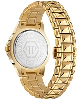 Philipp Plein Women's Lady Rock Gold Ion Plated Studded Stainless Steel Bracelet Watch 38mm