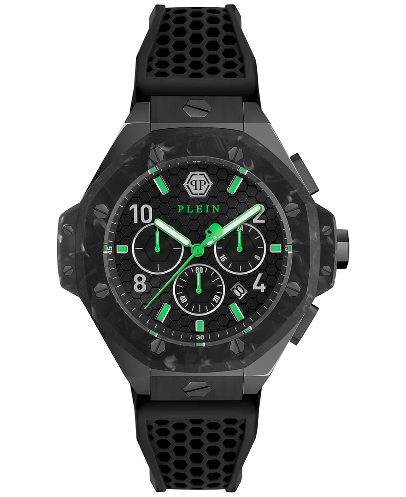 Philipp Plein Men's Chronograph Black Silicone Strap Watch 46mm