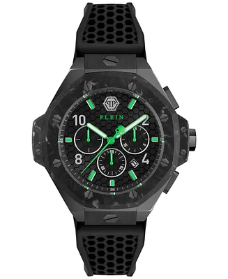 Philipp Plein Men's Chronograph Black Silicone Strap Watch 46mm