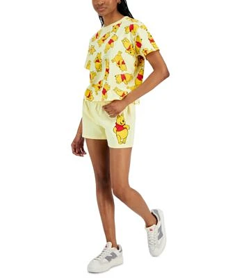 Freeze Juniors Pooh Print Crewneck Skimmer Tee Pooh Drawstring Waist Shorts