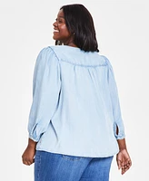 Levi's Plus Halsey 3/4-Sleeve Button-Front Blouse