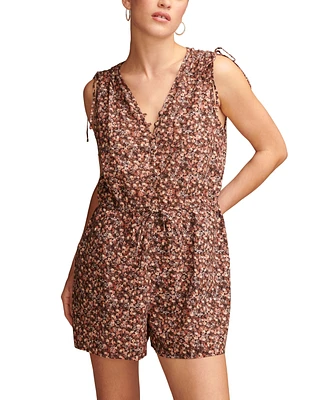 Lucky Brand Women's Cotton Floral-Print Cinched Romper