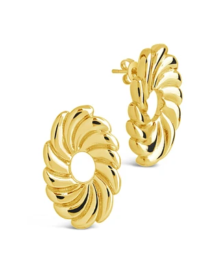 Sterling Forever Gold-Tone or Silver-Tone Round Scalloped Moulinet Studs