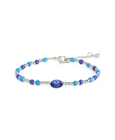 Sterling Forever Gold-Tone or Silver-Tone Blue Beaded Sibyl Bracelet