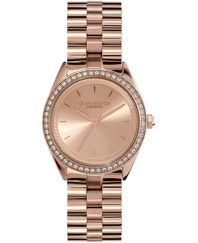 Olivia Burton Women's Bejeweled Rose Gold-Tone Stainless Steel Watch 34mm