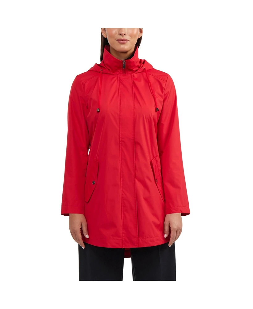 Ellen Tracy Women's Hi-Lo Hem Coated Rainwear