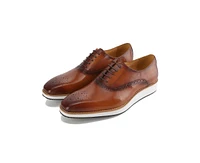 Gino Vitale Men's Handcrafted Genuine Leather Hybrid Casual Brogue Dress Shoe