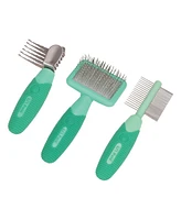 Coastal Pet Li'l Pals by Dog Grooming Bundle - De-Matting Comb, Double-Sided Comb & Slicker Brush with Coated Tips