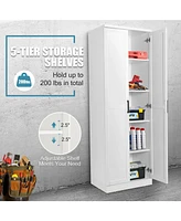 Sugift 70 Inch Freestanding Storage Cabinet with 2 Doors and 5 Shelves