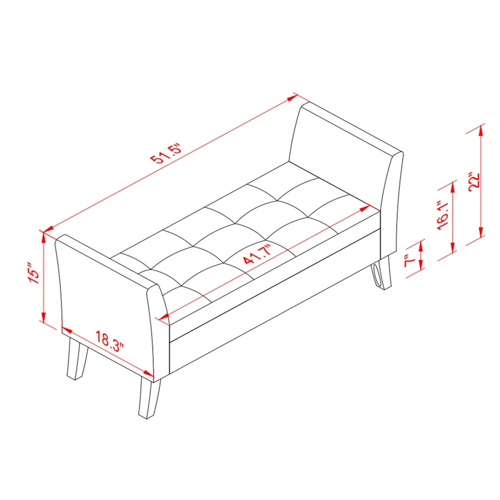 Simplie Fun 51.5" Bed Bench With Storage Velvet