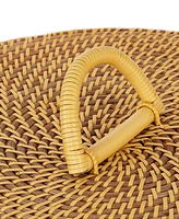Seville Classics 3-Piece Handwoven Rattan Lidded Laundry Hamper Basket Set