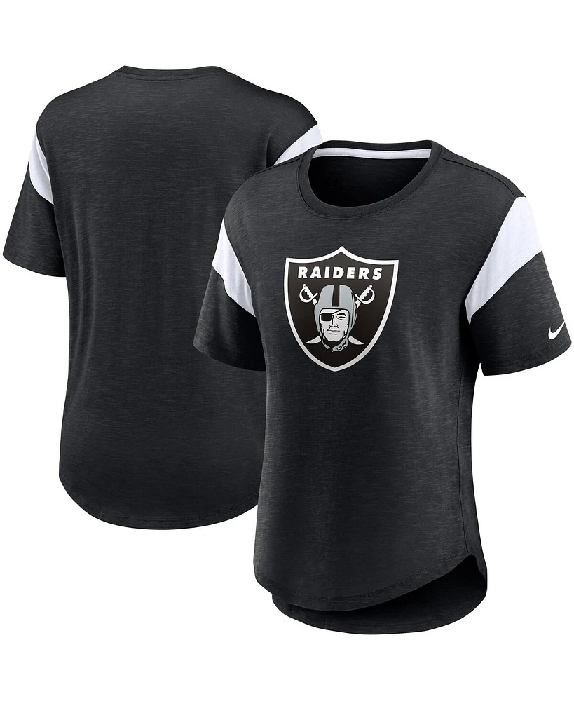 Women's Nike Heather Black Las Vegas Raiders Primary Logo Fashion Top