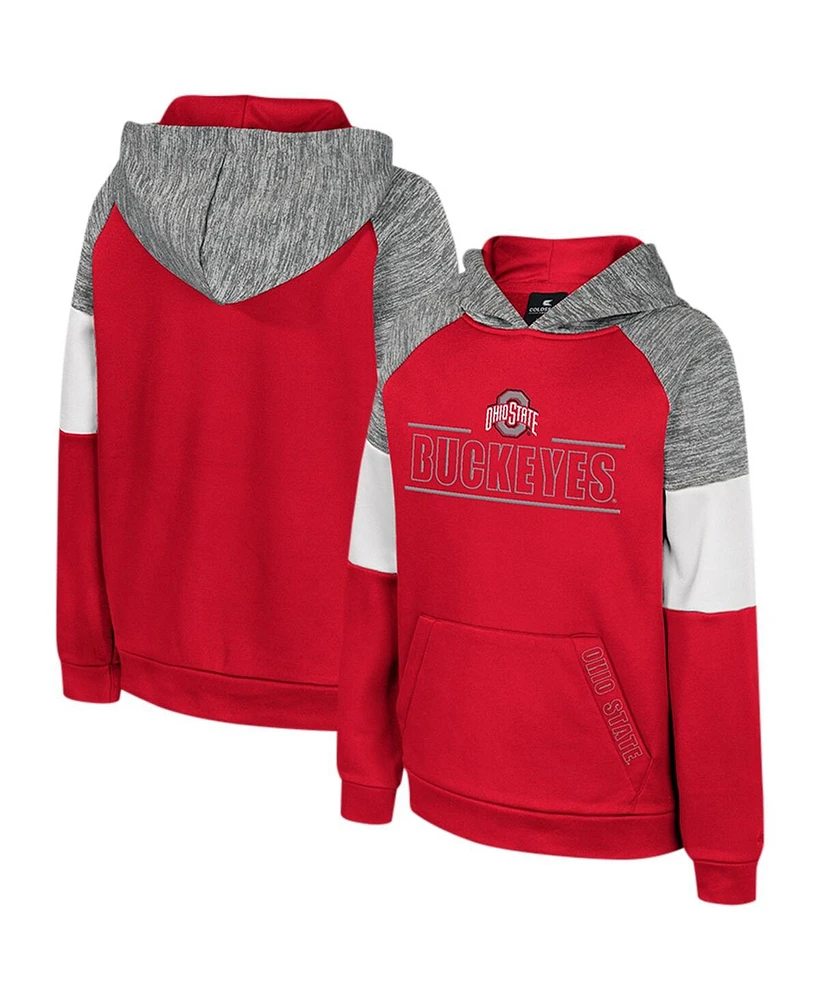 Big Boys Colosseum Scarlet Ohio State Buckeyes Live Hardcore Raglan Pullover Hoodie