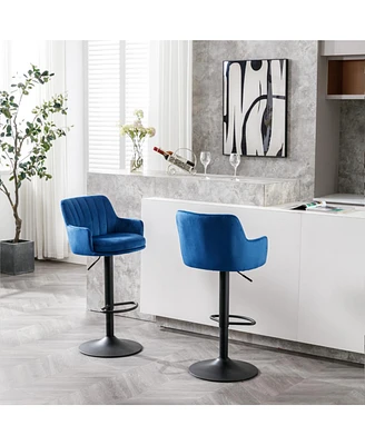 Simplie Fun Adjustable Blue Bar Stools Set - 2 Pack