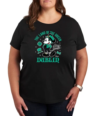 Air Waves Trendy Plus Size Mickey Mouse St. Patrick's Day Graphic T-shirt