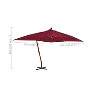 Cantilever Umbrella with Wooden Pole 157.5"x118.1" Bordeaux Red