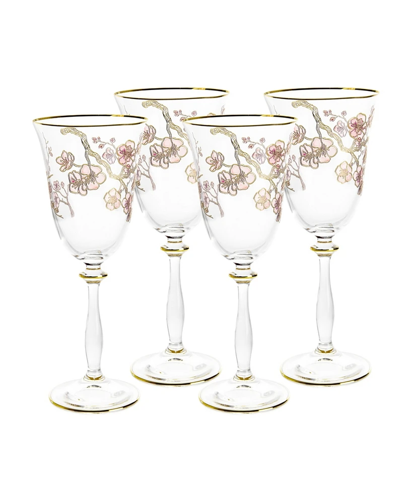 Vivience Floral Design Water Glasses 8.75 oz, Set of 4