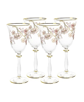 Vivience Floral Design Water Glasses 8.75 oz, Set of 4