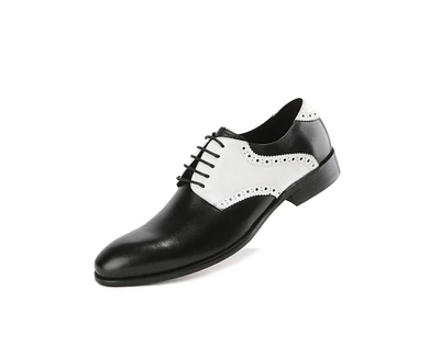 Gino Vitale Men's Handcrafted Genuine Leather Brogue Contrast Dress Shoe