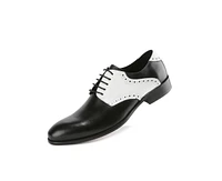 Gino Vitale Men's Handcrafted Genuine Leather Brogue Contrast Dress Shoe