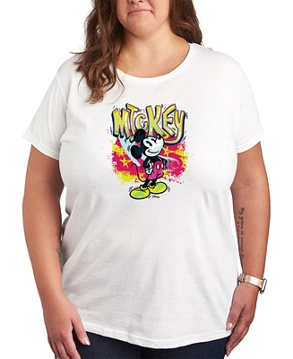 Air Waves Trendy Plus Mickey Mouse Graffiti Graphic T-shirt