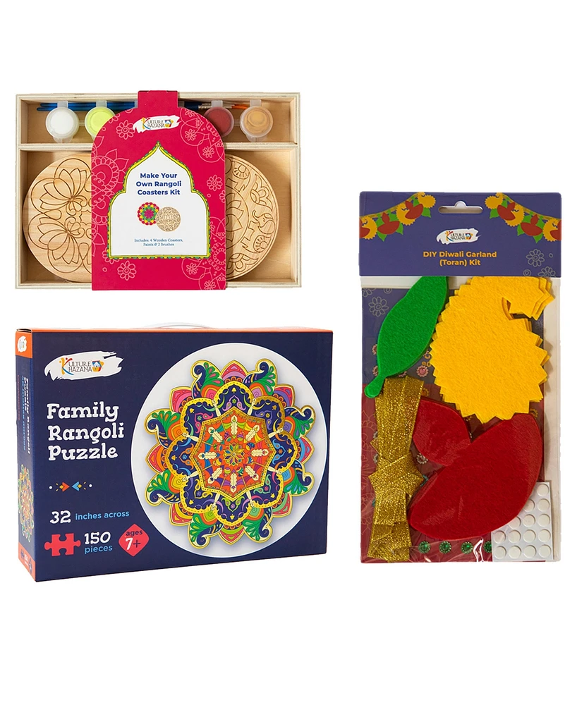 Kulture Khazana Diwali Celebration Kit, Rangoli Puzzle, Craft Kit, Audio Story