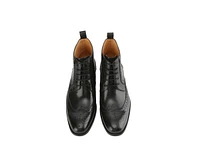 Gino Vitale Men's Handcrafted Genuine Leather Lace-Up Brogue Dress Boot