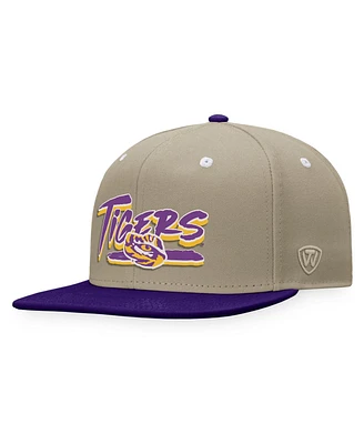 Men's Top of the World Khaki, Purple Lsu Tigers Land Snapback Hat