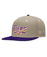 Men's Top of the World Khaki, Purple Lsu Tigers Land Snapback Hat