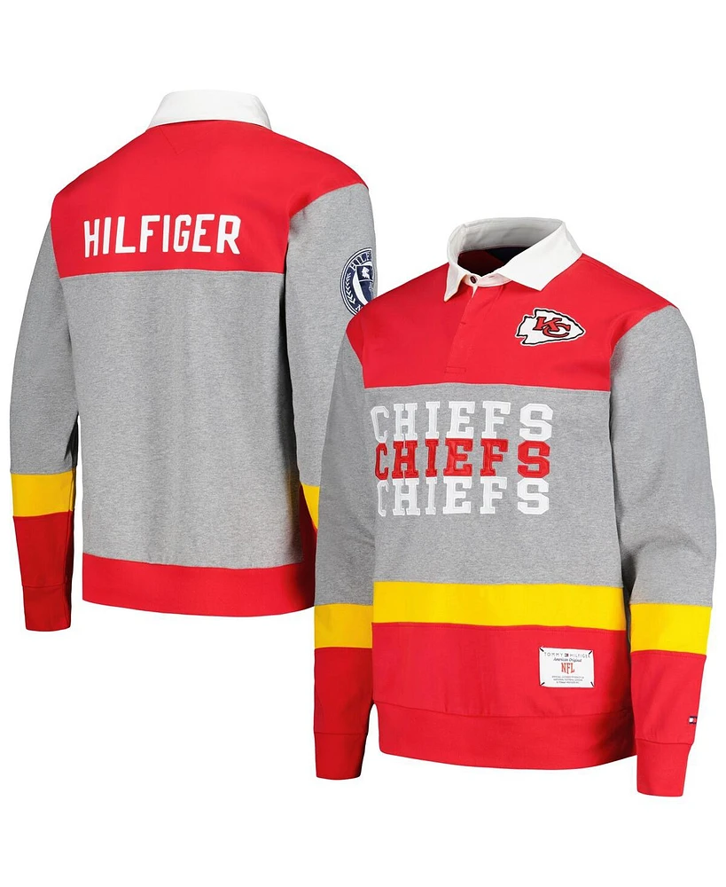 Men's Tommy Hilfiger Red Kansas City Chiefs Connor Oversized Rugby Long Sleeve Polo Shirt