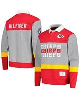 Men's Tommy Hilfiger Red Kansas City Chiefs Connor Oversized Rugby Long Sleeve Polo Shirt