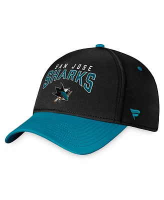 Men's Fanatics Black, Teal San Jose Sharks Fundamental 2-Tone Flex Hat