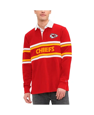 Men's Tommy Hilfiger Red Kansas City Chiefs Cory Varsity Rugby Long Sleeve T-shirt