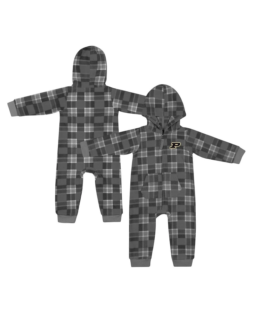 Baby Boys and Girls Colosseum Black Purdue Boilermakers Full-Zip Plaid Hoodie Long Sleeve Jumper