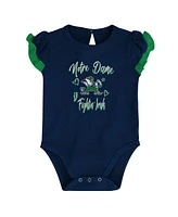 Baby Girls Navy, Green Notre Dame Fighting Irish Too Much Love Two-Piece Bodysuit Set