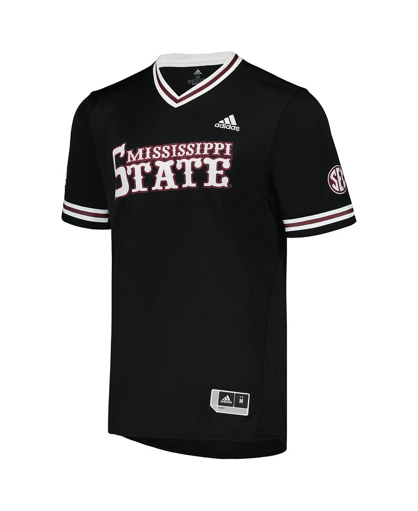 Men's adidas Black Mississippi State Bulldogs Replica V-Neck Baseball Jersey