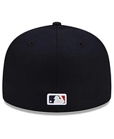 Men's New Era Navy Cleveland Guardians Road Authentic Collection On-Field 59FIFTY Fitted Hat